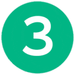 Green circle with number 3 in middle